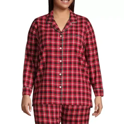 Women's Long Sleeve Print Flannel Pajama Top