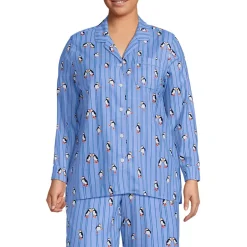 Women's Long Sleeve Print Flannel Pajama Top