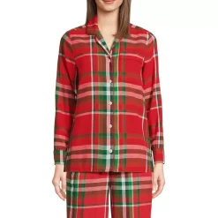 Women's Long Sleeve Print Flannel Pajama Top
