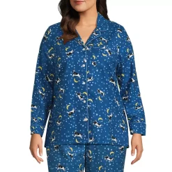 Women's Long Sleeve Print Flannel Pajama Top