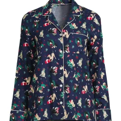Women's Long Sleeve Print Flannel Pajama Top