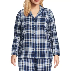 Women's Long Sleeve Print Flannel Pajama Top