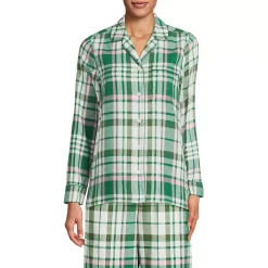 Women's Long Sleeve Print Flannel Pajama Top
