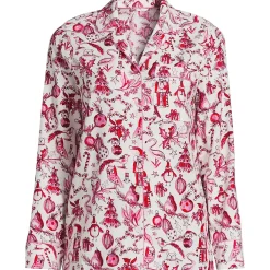 Women's Long Sleeve Print Flannel Pajama Top