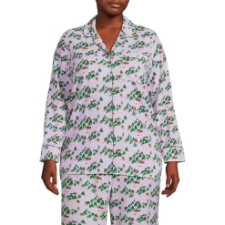 Women's Long Sleeve Print Flannel Pajama Top