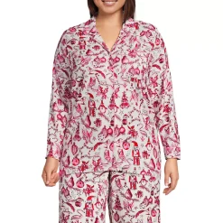Women's Long Sleeve Print Flannel Pajama Top