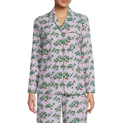 Women's Long Sleeve Print Flannel Pajama Top