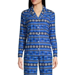Women's Long Sleeve Print Flannel Pajama Top