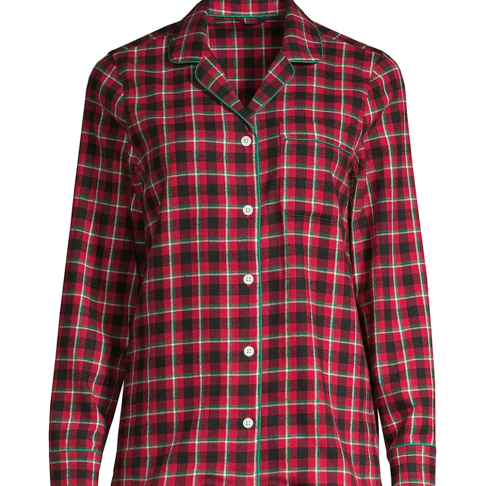Women's Long Sleeve Print Flannel Pajama Top