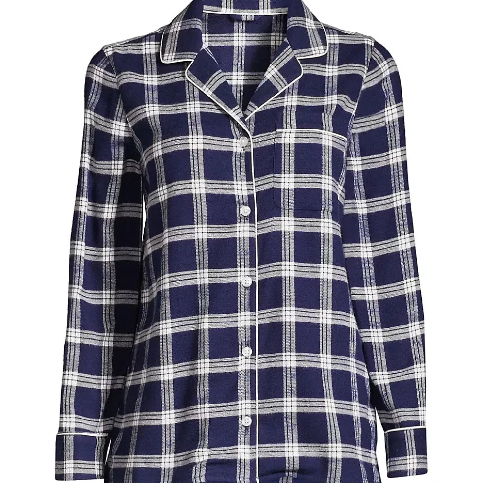 Women's Long Sleeve Print Flannel Pajama Top