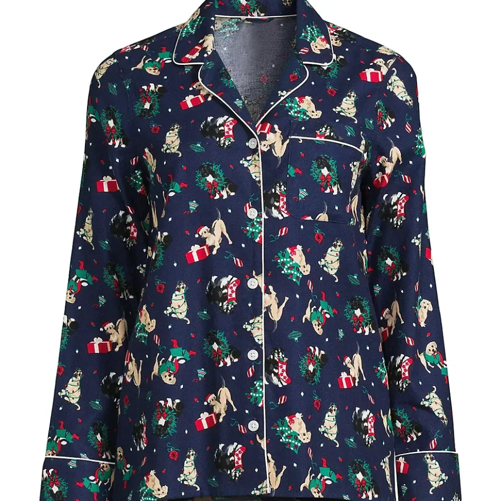Women's Long Sleeve Print Flannel Pajama Top
