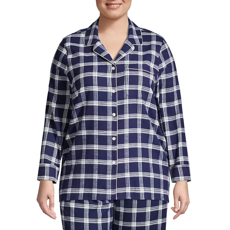 Women's Long Sleeve Print Flannel Pajama Top