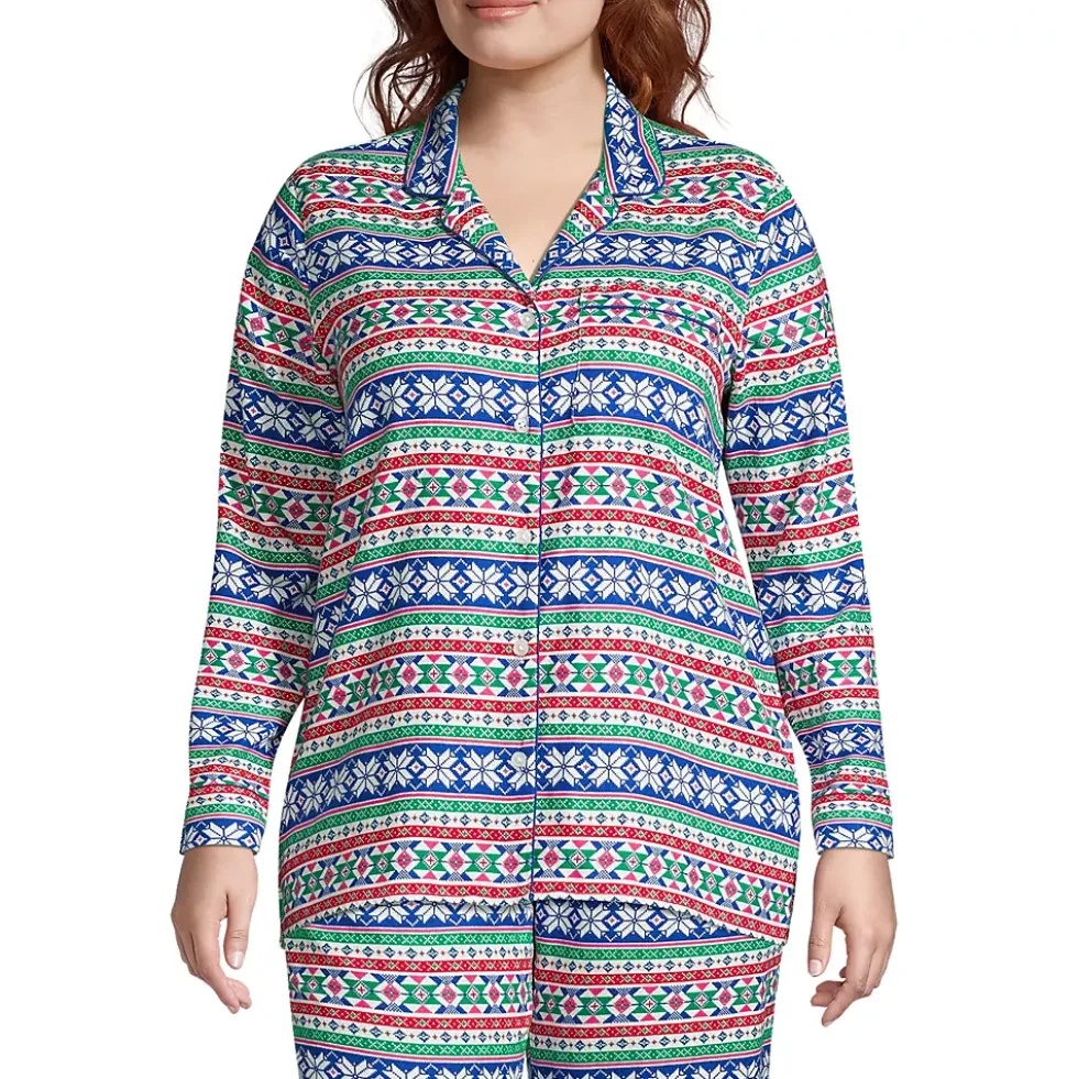 Women's Long Sleeve Print Flannel Pajama Top