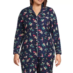 Women's Long Sleeve Print Flannel Pajama Top