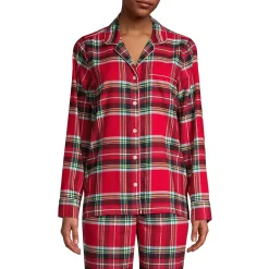 Women's Long Sleeve Print Flannel Pajama Top
