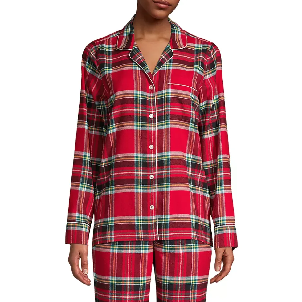 Women's Long Sleeve Print Flannel Pajama Top