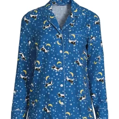 Women's Long Sleeve Print Flannel Pajama Top