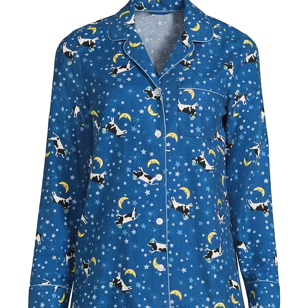 Women's Long Sleeve Print Flannel Pajama Top