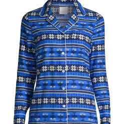 Women's Long Sleeve Print Flannel Pajama Top