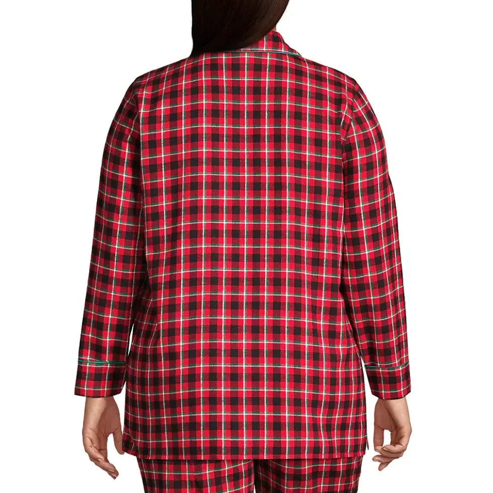 Women's Long Sleeve Print Flannel Pajama Top