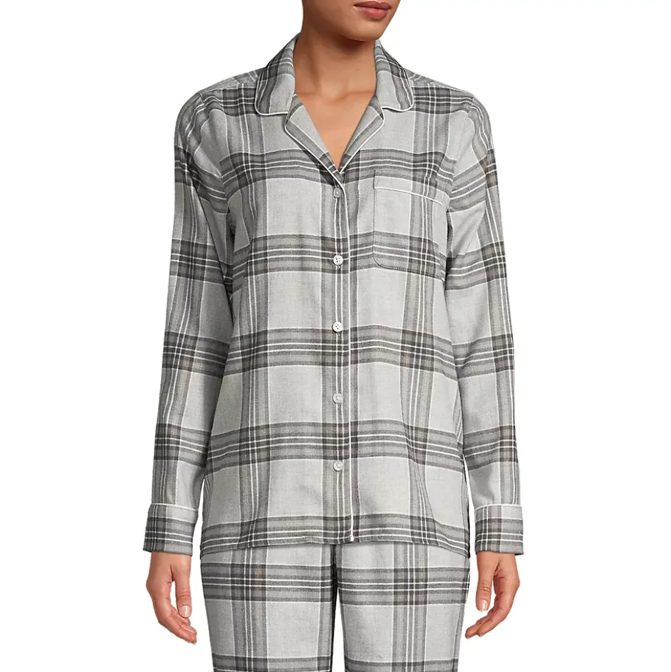 Women's Long Sleeve Print Flannel Pajama Top
