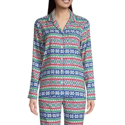 Women's Long Sleeve Print Flannel Pajama Top