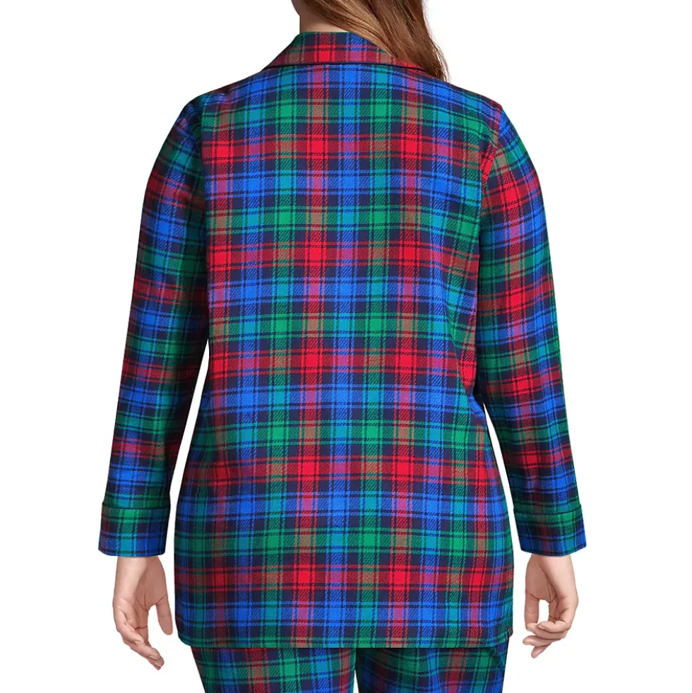 Women's Long Sleeve Print Flannel Pajama Top