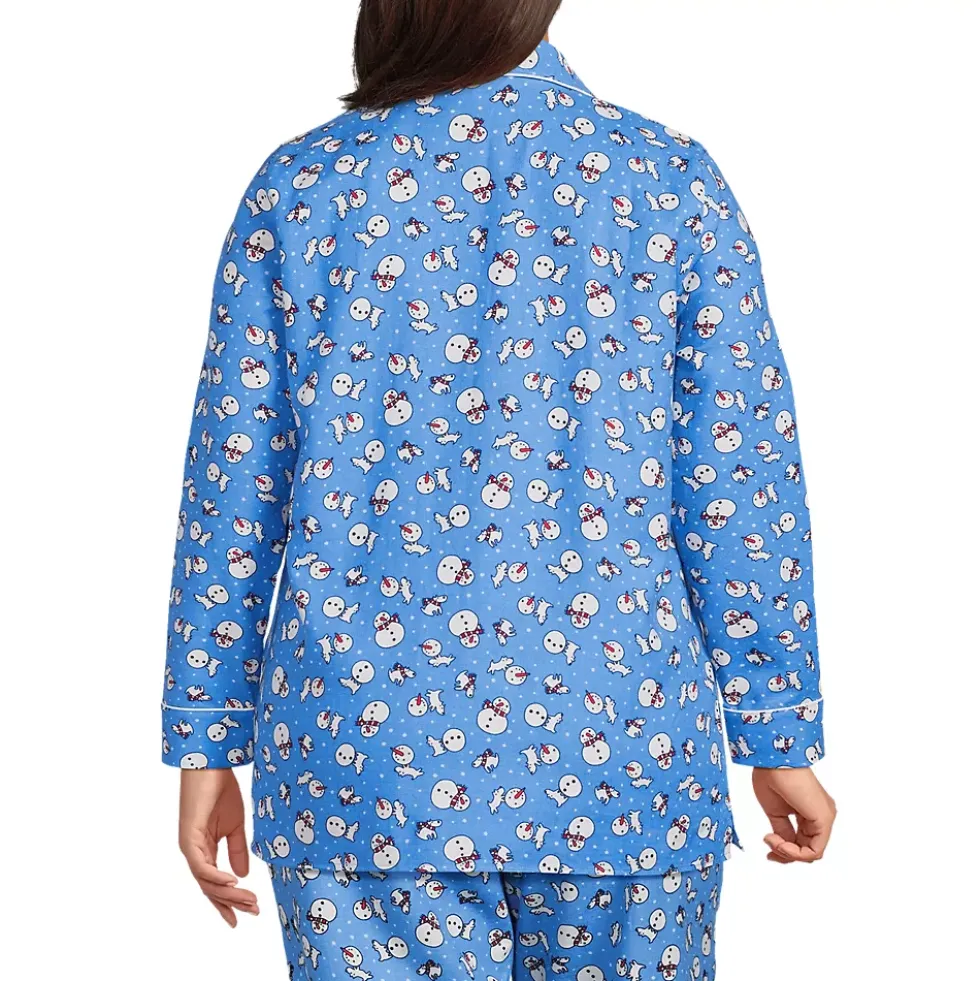 Women's Long Sleeve Print Flannel Pajama Top
