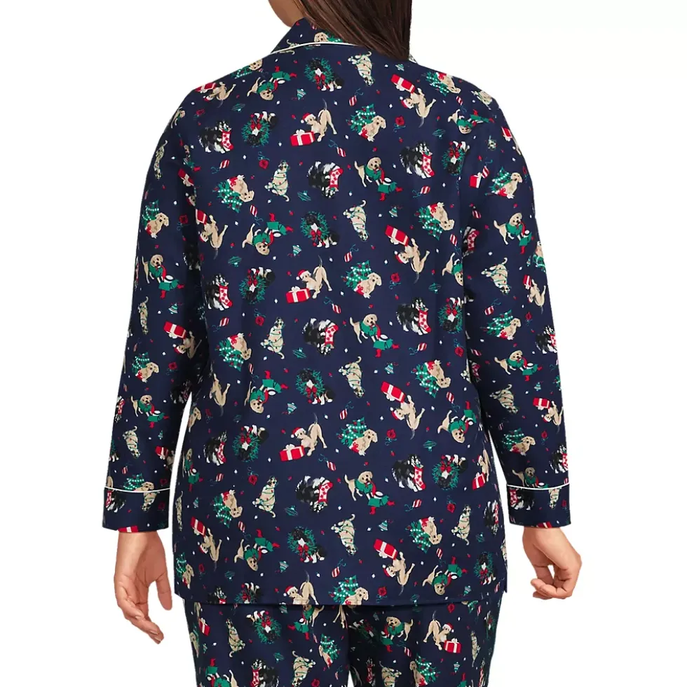 Women's Long Sleeve Print Flannel Pajama Top