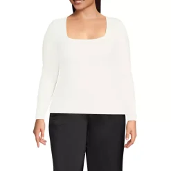 Women's Long Sleeve Rib Square Neck Tee