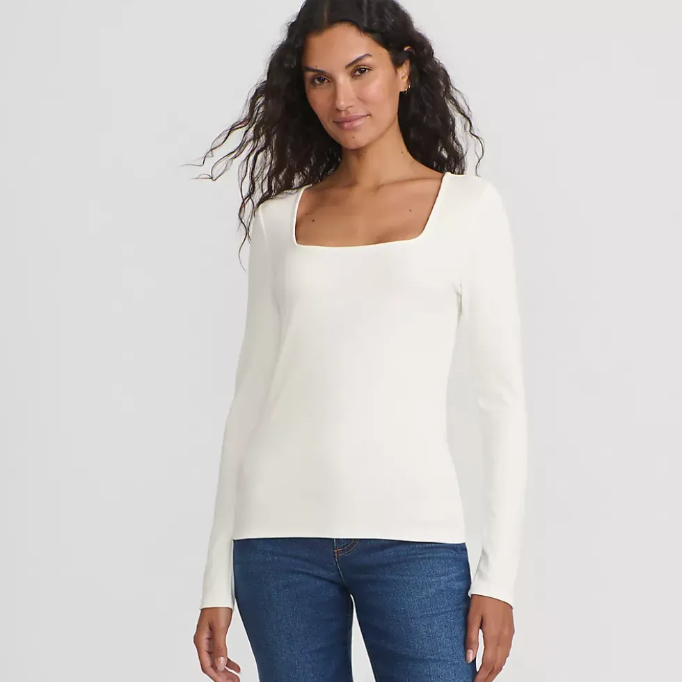Women's Long Sleeve Rib Square Neck Tee