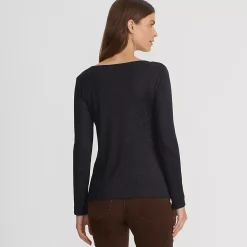 Women's Long Sleeve Rib Square Neck Tee