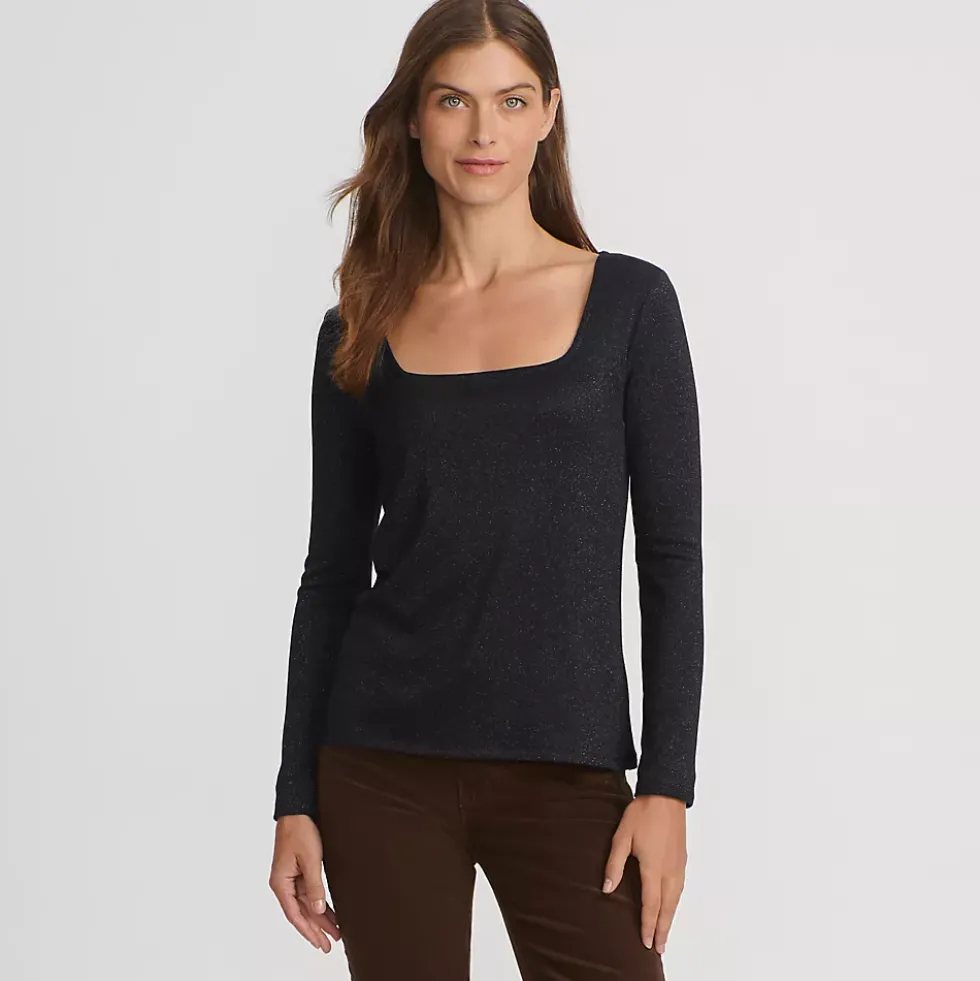 Women's Long Sleeve Rib Square Neck Tee