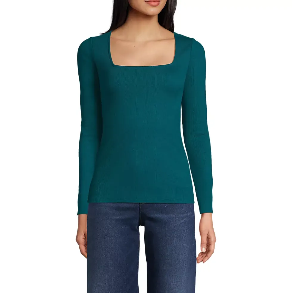 Women's Long Sleeve Rib Square Neck Tee