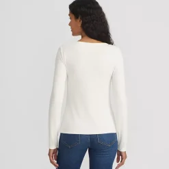 Women's Long Sleeve Rib Square Neck Tee