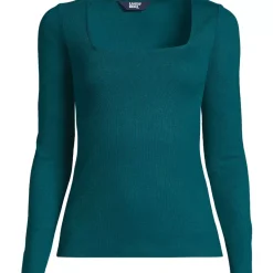 Women's Long Sleeve Rib Square Neck Tee