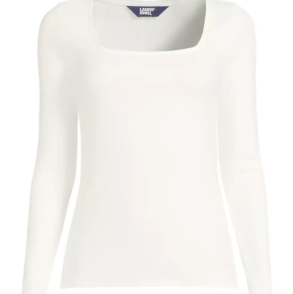 Women's Long Sleeve Rib Square Neck Tee