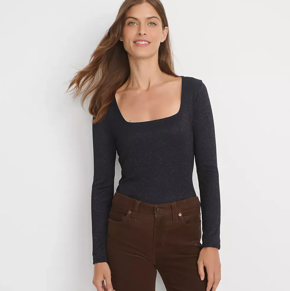 Women's Long Sleeve Rib Square Neck Tee