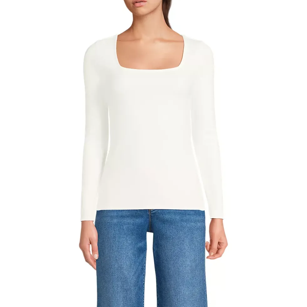 Women's Long Sleeve Rib Square Neck Tee