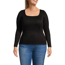 Women's Long Sleeve Rib Square Neck Tee