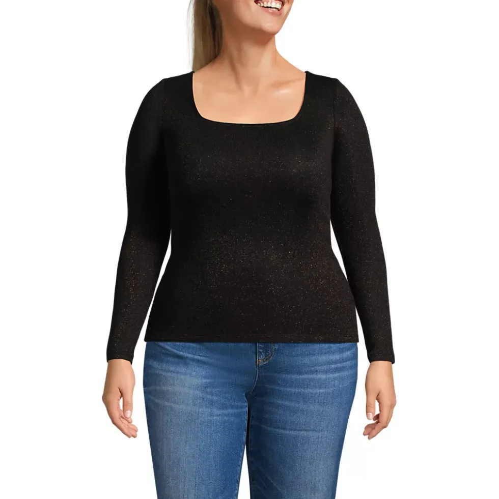 Women's Long Sleeve Rib Square Neck Tee