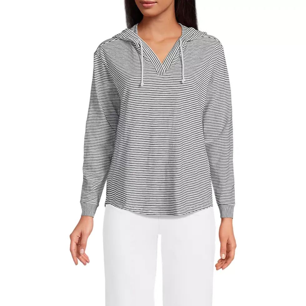 Women's Long Sleeve Slub Hooded Popover