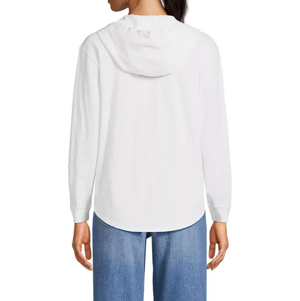 Women's Long Sleeve Slub Hooded Popover