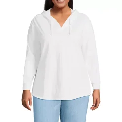 Women's Long Sleeve Slub Hooded Popover