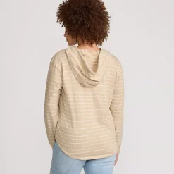 Women's Long Sleeve Slub Hooded Popover