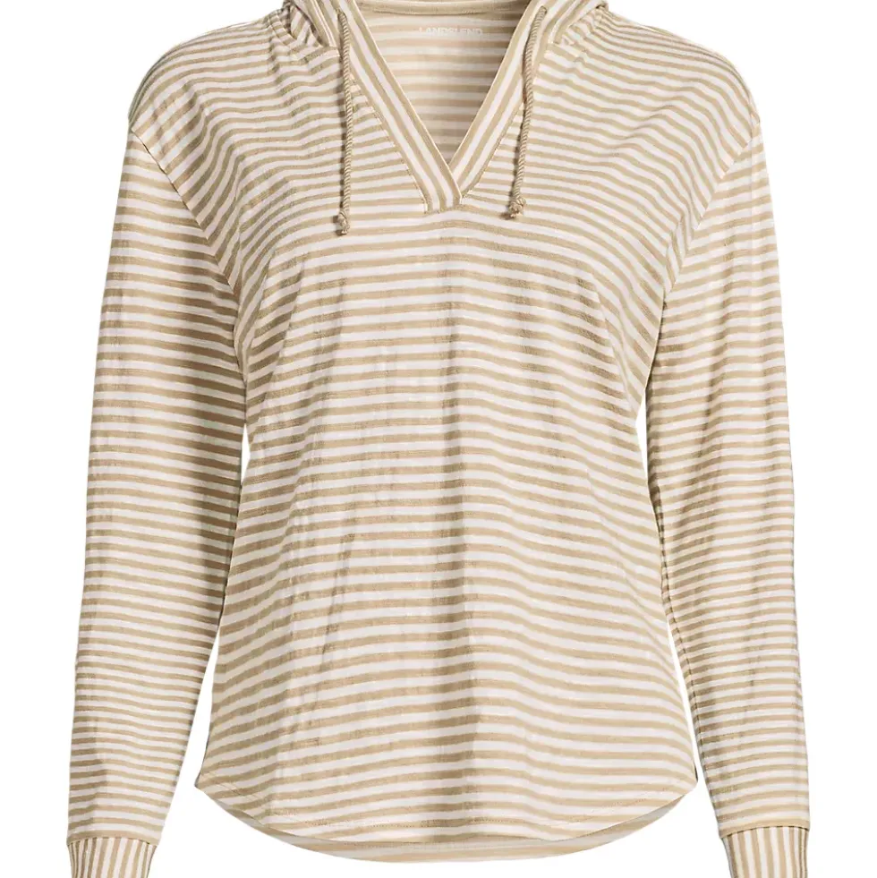 Women's Long Sleeve Slub Hooded Popover