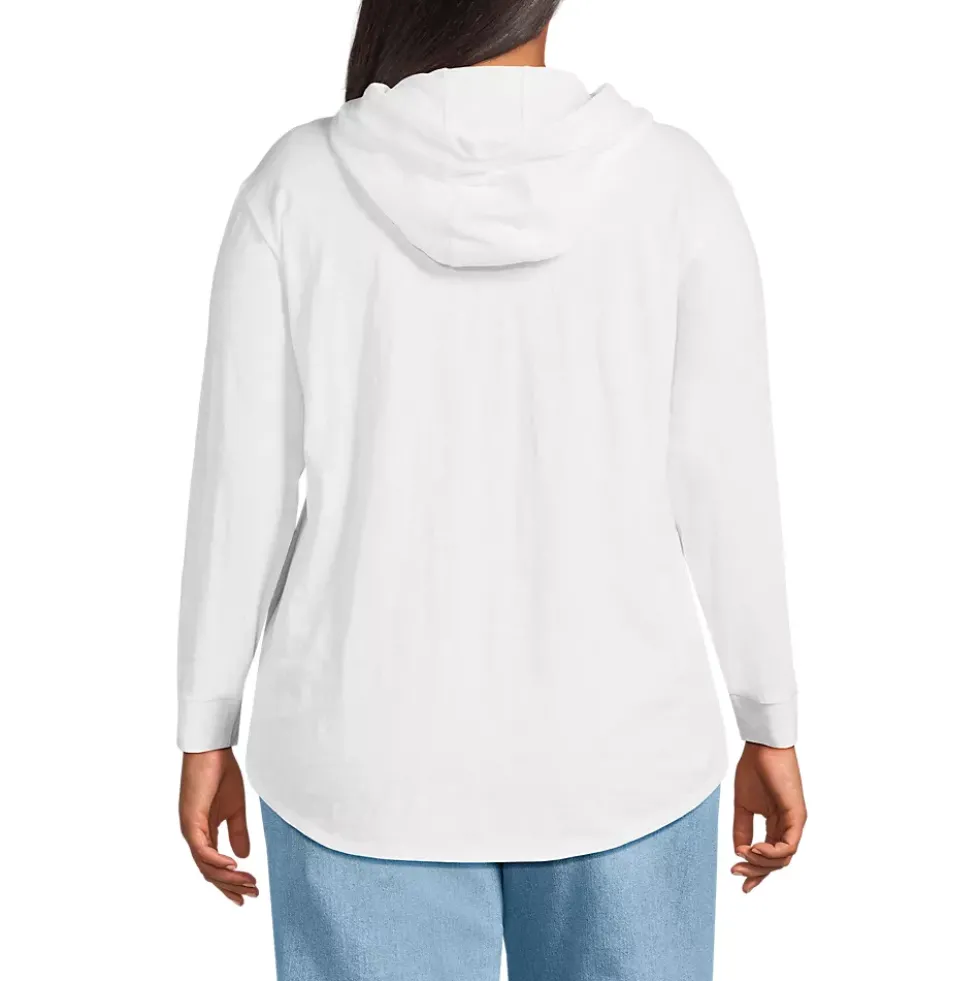 Women's Long Sleeve Slub Hooded Popover