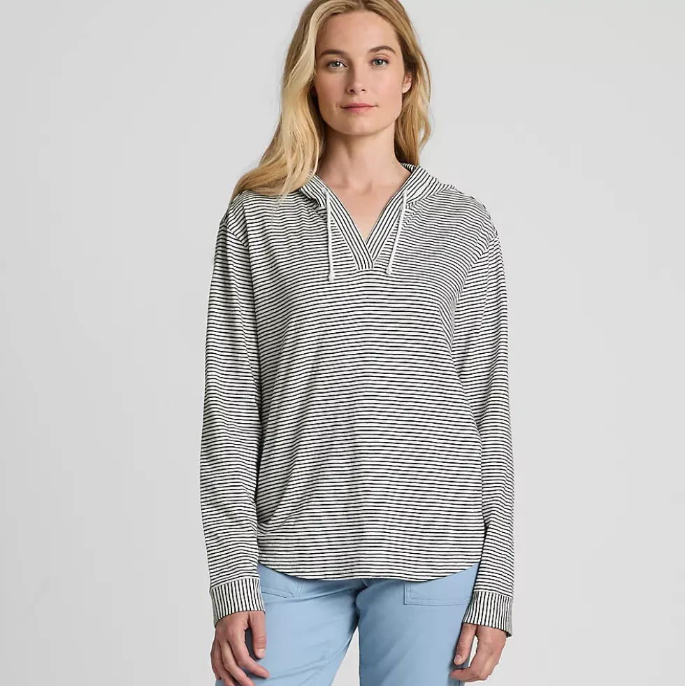 Women's Long Sleeve Slub Hooded Popover