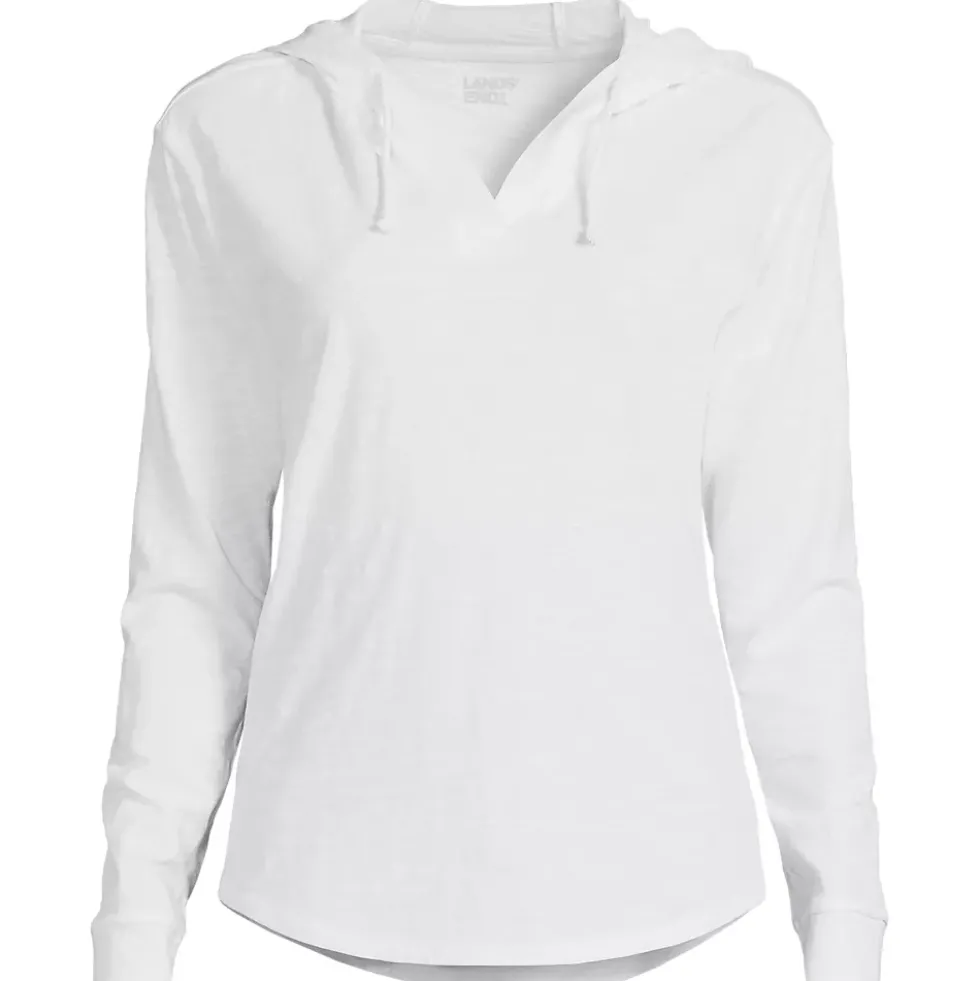 Women's Long Sleeve Slub Hooded Popover