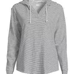 Women's Long Sleeve Slub Hooded Popover